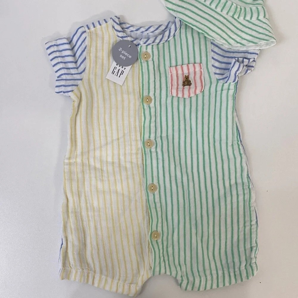 Gap Baby‎ Gauzy Crinkle Color bock Outfit Set 3-6 Months